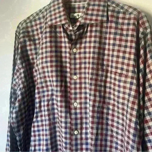 Peter Millar Crown Men's Dunbritton Cotton Sport Long Sleeve Shirt Size Large - Picture 5 of 6